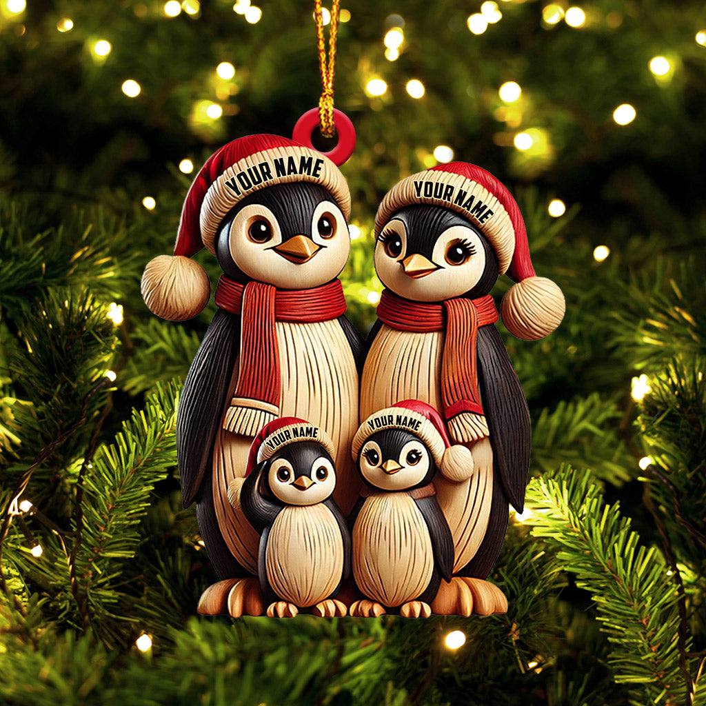 Penguin Family Christmas Ornament, Personalized Ornament