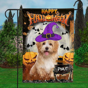 Happy Halloween - Personalized Pet Photo & Name Flag - Gift For Pet Lovers