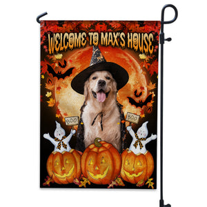 Welcome To Dog's House - Personalized Photo Halloween Dog Garden Flag, Gift For Pet Lovers