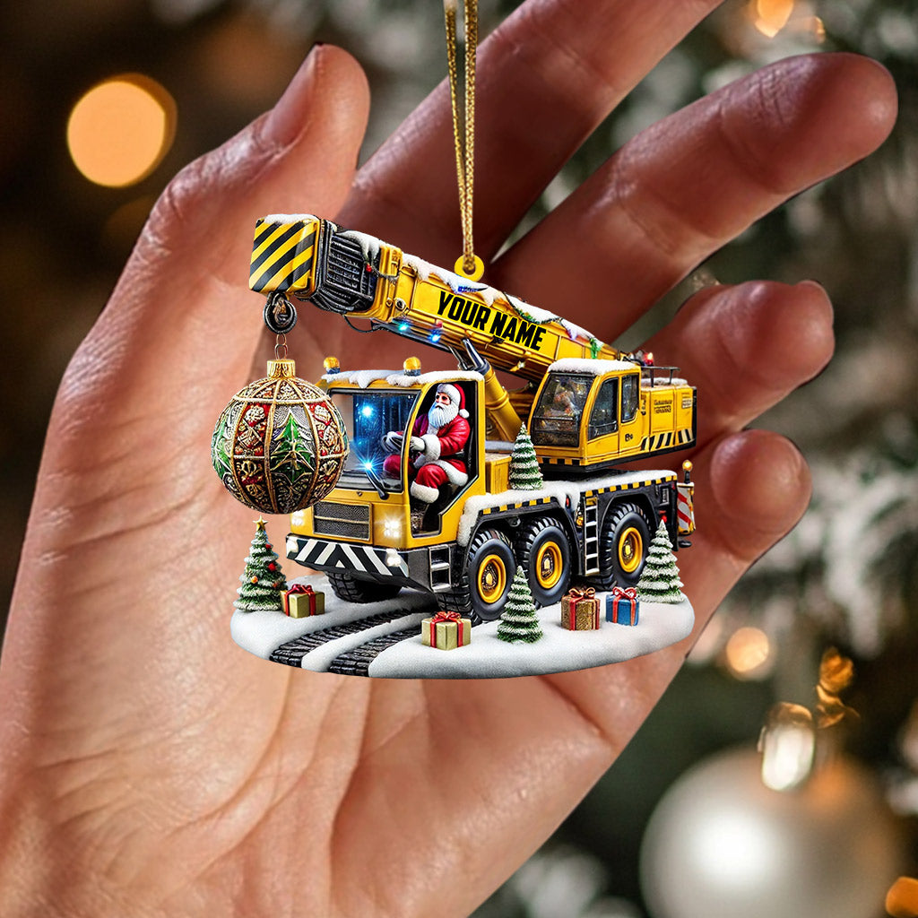 Crane Santa Christmas Ornament, Personalized Ornament