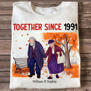 Old Couple Together Since, Custom Appearance And Names - Personalized T-Shirt - Gift For Family, Couple Gift