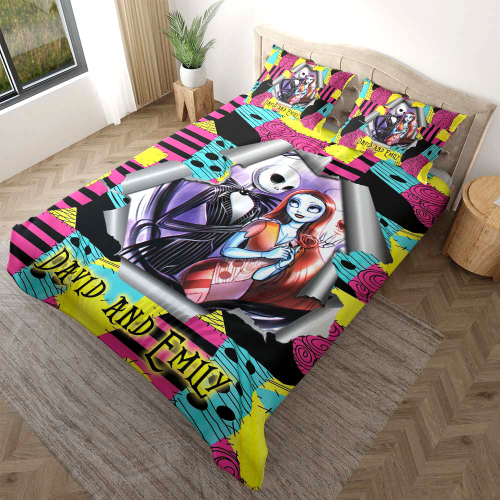 Personalized Bed Set Nightmare Before Christmas For Couple - Custome Name - Personalized Bedding Set