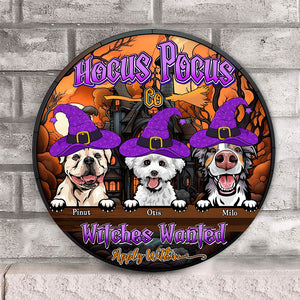 Hocus Pocus Co - Witches Wanted Apply Within - Personalized Funny Wooden Door Sign - Halloween For Dogs - Halloween Gift