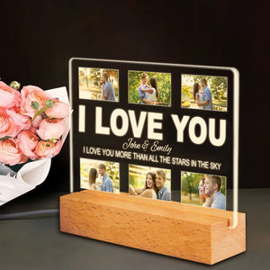 I Love You More Than All The Stars In The Sky, Custom Photo And Text, Personalized Acrylic LED Light