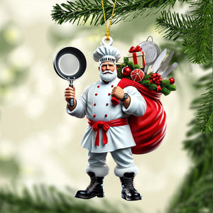 The Chef Santa Coming Christmas Ornament, Personalized Ornament