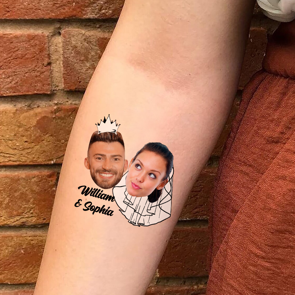 Custom Temporary Tattoo With Couple Wedding Photo Tattoo, Fake Tattoo, Gift For Couple