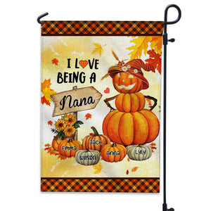 I Love Being Fall Grandma Pumpkin - Custom Name - Personalized Flag - Gift For Pet Lovers