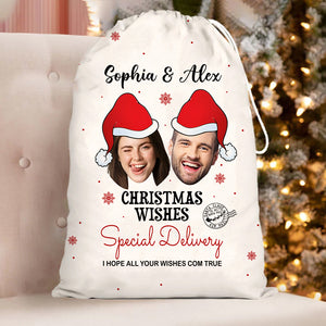 Christmas Gift Custom Photo And Names, Personalized String Bag, Christmas Gift