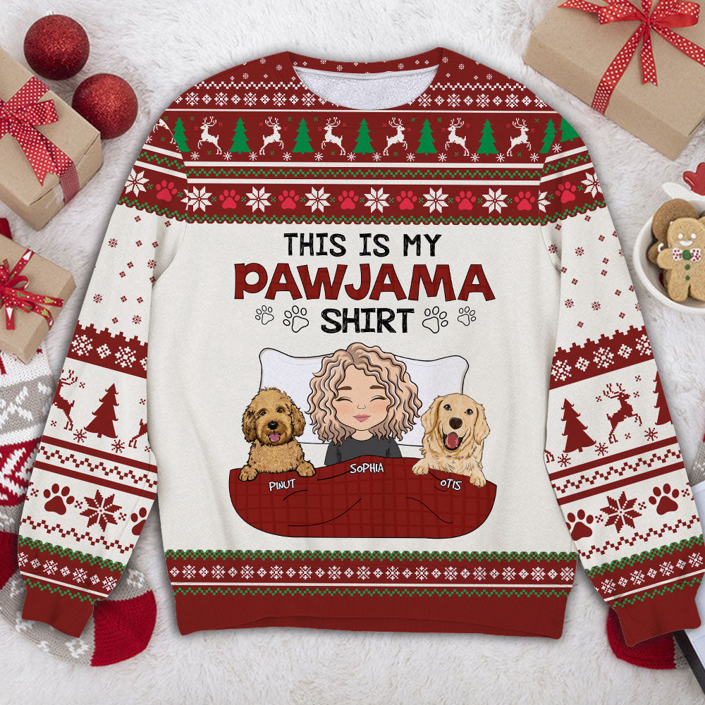 This My Pawjama Shirt - Custom Appearance And Name - Personalized Woolen Sweater - Family Gift, Gift For Pet Lover, Xmas Gift