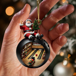 Santa Bowling Lover Christmas Home Decor Christmas Ornament, Personalized Ornament