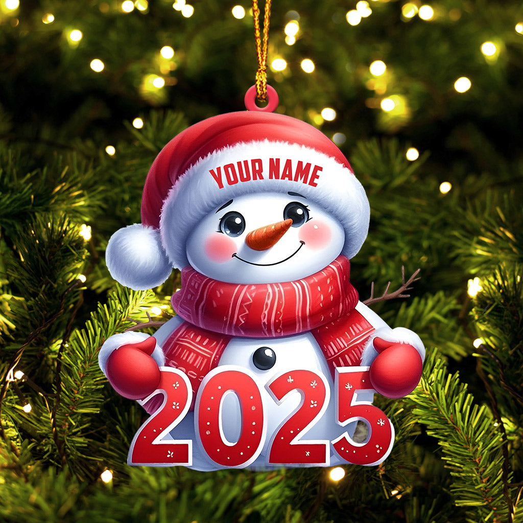 Cute Snowman 2025 Christmas Ornament, Personalized Ornament