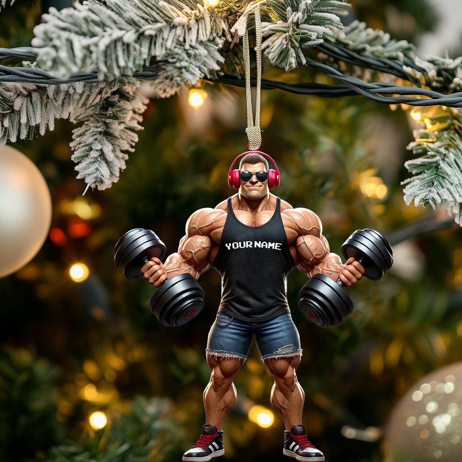 Muscle Man Christmas Ornament, Personalized Ornament