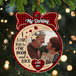 Personalized Custom Wooden Ornament - I Love You To The Moon And Back - Gift For Family