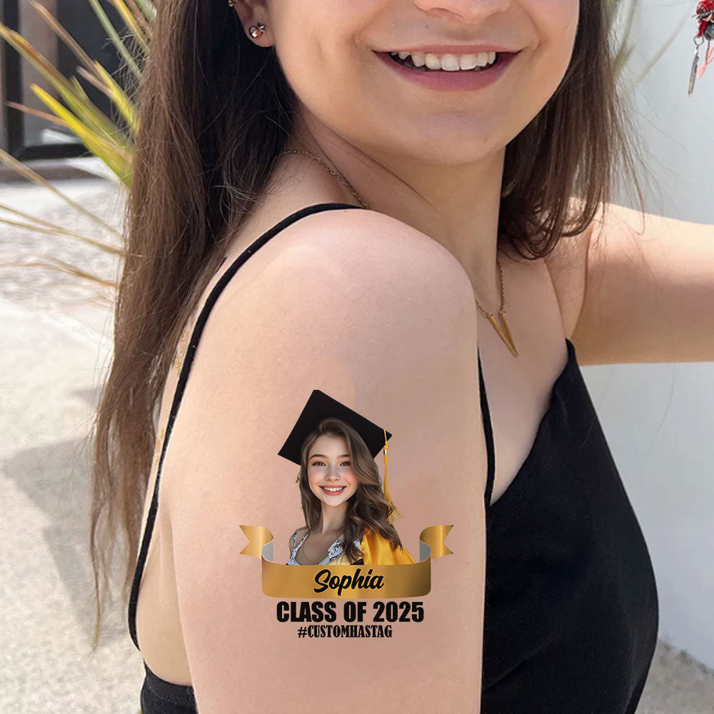Congrats Class Of 2025 Tattoo Gift, Custom Temporary Tattoo, Personalized Tattoo, Fake Tattoo