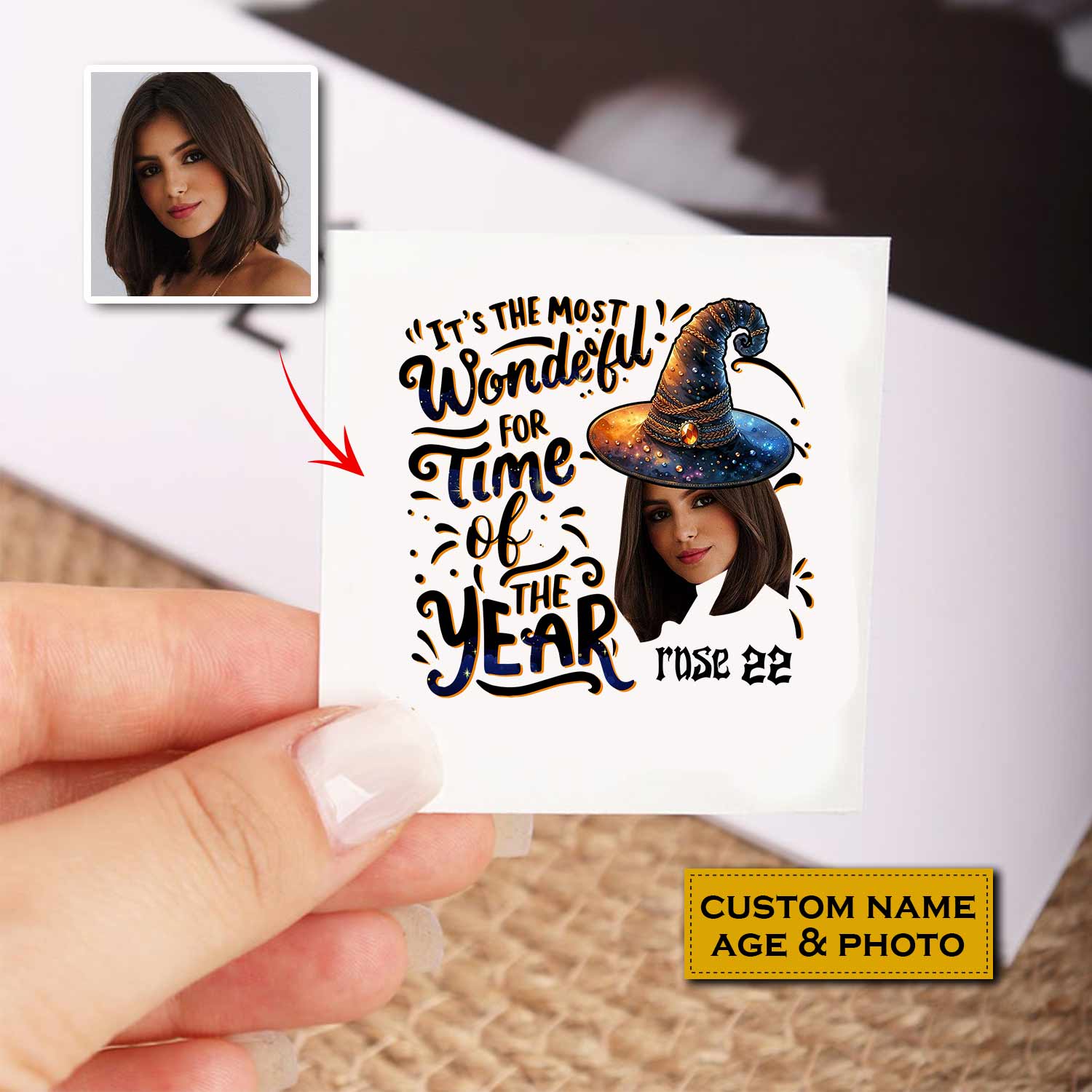 It's The Most Wonderful Time, Custom Face Photo And Texts Temporary Tattoo, Personalized Tattoo, Fake Tattoo