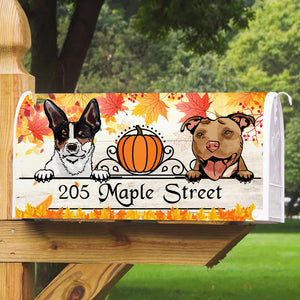 Personalized Autumn Pet Mailbox Cover, Custom Name Address, Gift For Dog Lover