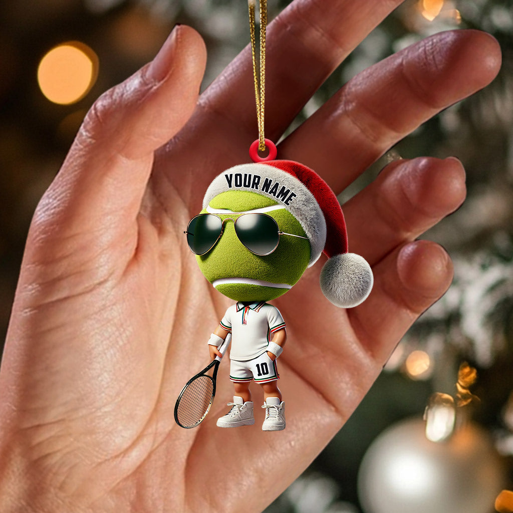 Cool Tennis Player Christmas Ornament, Personalized Ornament