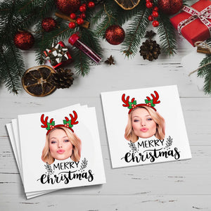 Merry Christmas, Custom Photo And Hat Temporary Tattoo, Personalized Tattoo, Fake Tattoo