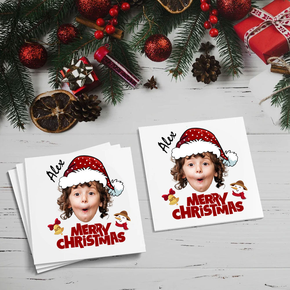 Merry Red Christmas, Custom Photo And Text Temporary Tattoo, Personalized Tattoo, Fake Tattoo