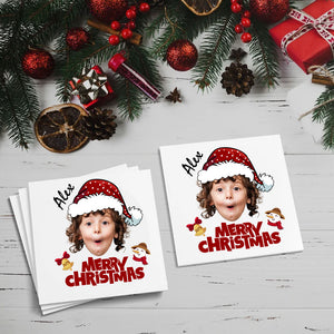 Merry Red Christmas, Custom Photo And Text Temporary Tattoo, Personalized Tattoo, Fake Tattoo