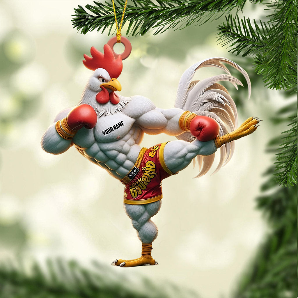 Chicken Muay Thai Christmas Ornament, Personalized Ornament