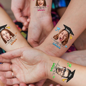 Class Of 2024 Tattoo, Custom Face Photo And Texts Temporary Tattoo, Personalized Party Tattoo, Fake Tattoo