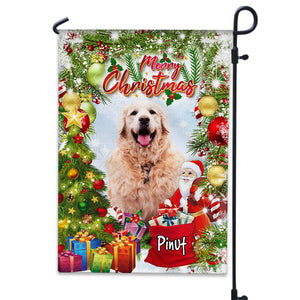 Merry Christmas Pet- Personalized Pet Photo And Name Flag - Christmas Gift, Gift For Pet Lovers