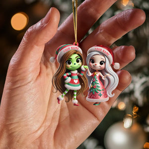 Chibi Women Christmas Home Decor Christmas Ornament, Personalized Ornament