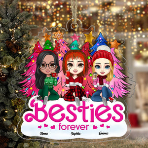 Christmas Besties Forever, Custom Appearances And Names - Personalized Acrylic Ornament