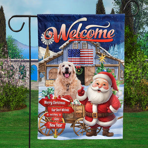 Welcome Christmas Flag - Custom Photo Flag - Christmas Gift, Gift For Pet Lover