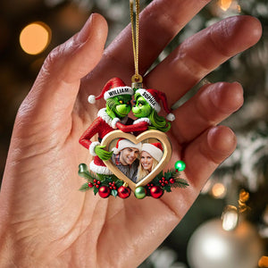 Heart Photo Couple ELF Home Decor Christmas Ornament, Personalized Ornament