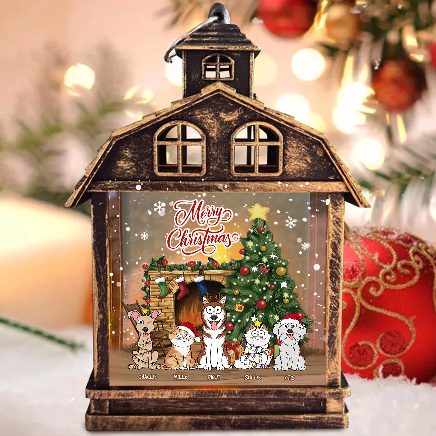 Personalized House Lantern - Christmas Gift For Pet Lover - Merry Christmas Pet Parrents