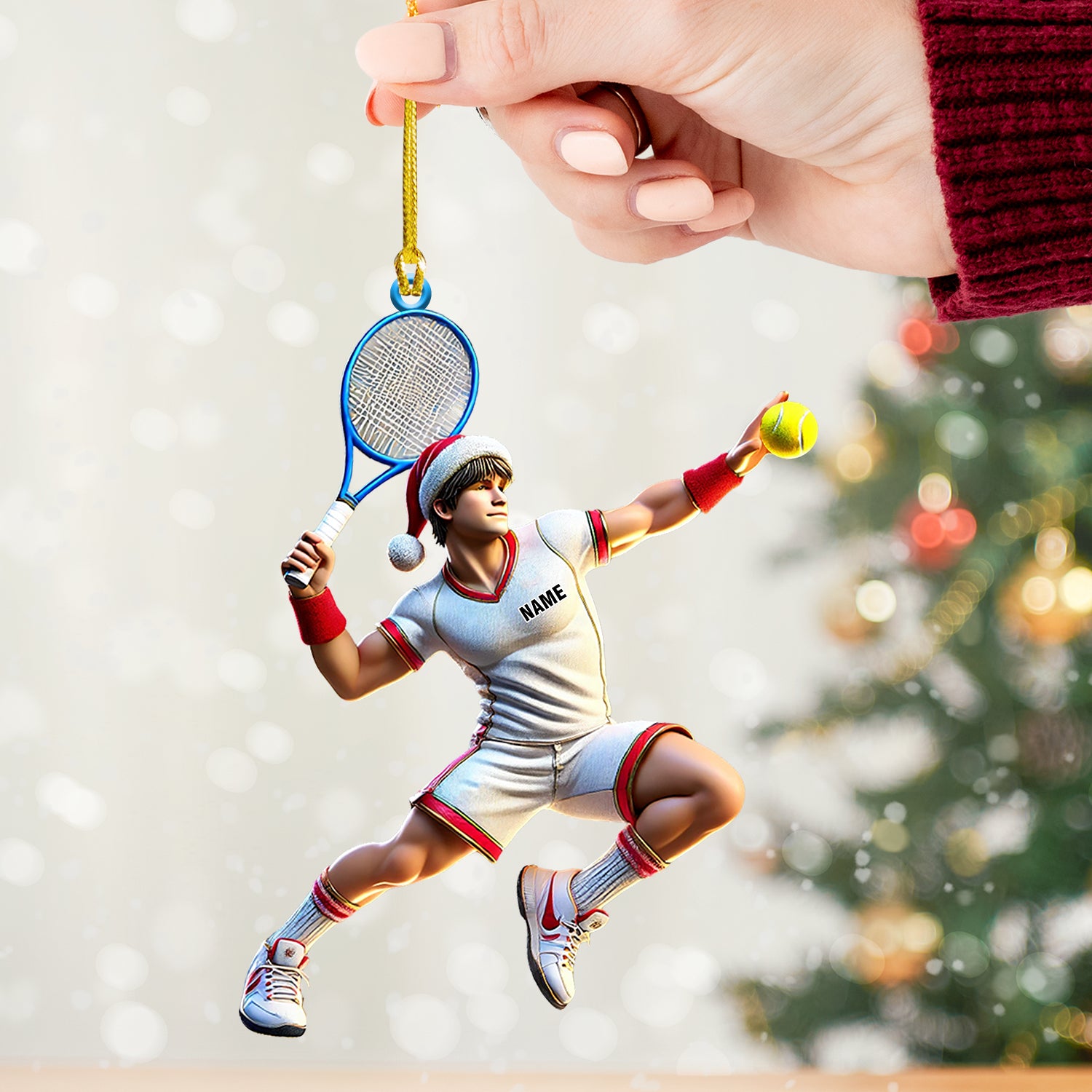 Tennis Player Christmas Ornament, Personalized Ornament