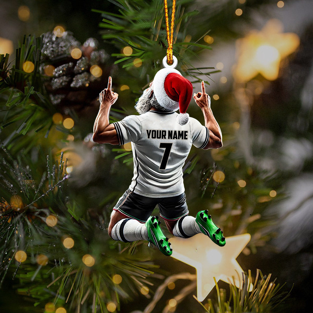 Santa Football Player Christmas Ornament, Personalized Ornament