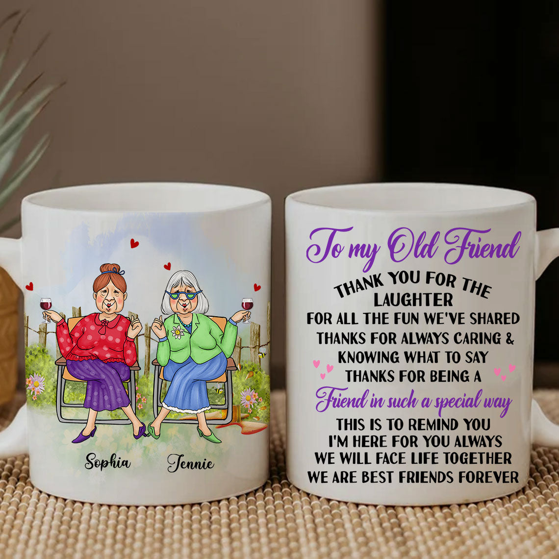 To My Old Friend In Such A Special Way - Custom Appearances And Names, Personalized White Mug