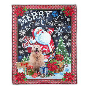 Merry Xmas - Custom Photo And Name - Personalized Fleece Blanket, Christmas Gift For Pet Lover