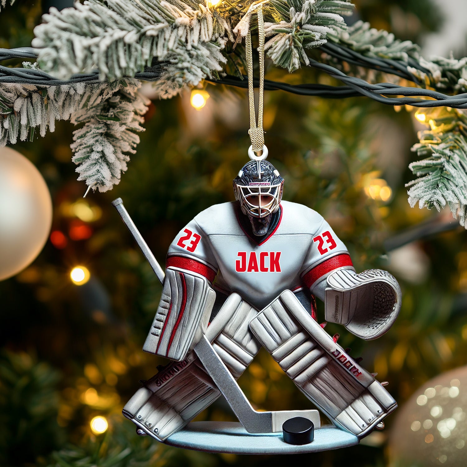 Hockey Goalie Christmas Ornament, Personalized Ornament