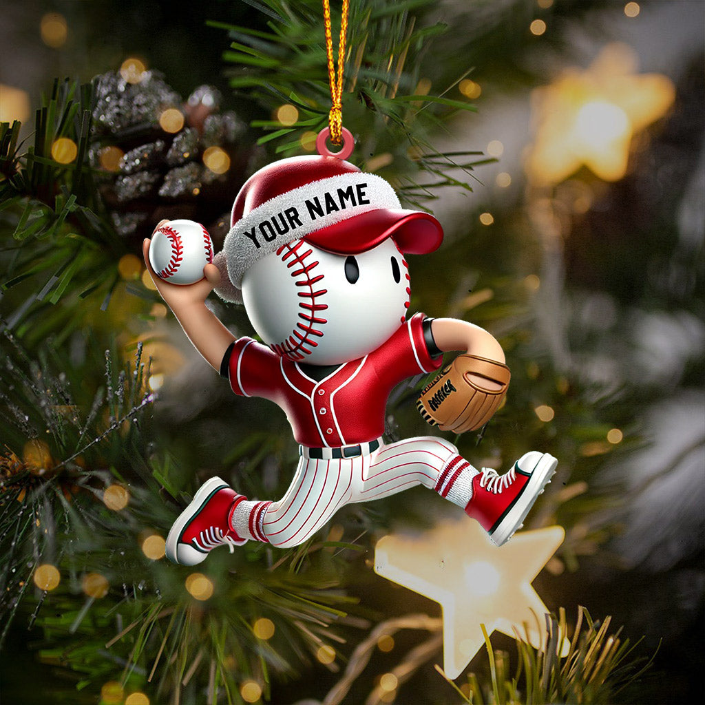 Baseball Player Christmas Ornament, Personalized Ornament