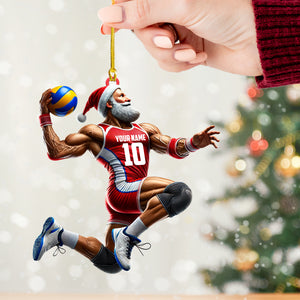 Volleyball Santa Home Decor Christmas Ornament, Personalized Ornament