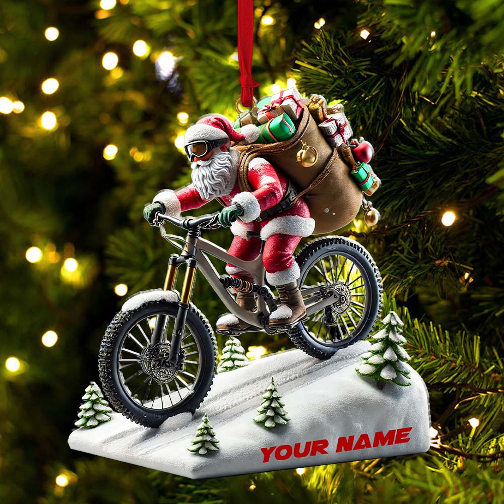 Santa Bike Ornament, Personalized Ornament