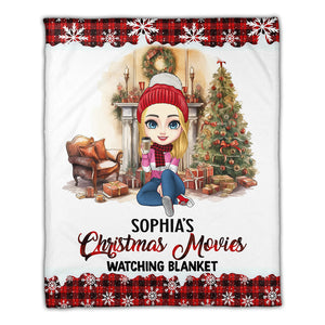 Christmas Movies Watching Blanket - Custom Appearance And Name - Personalized Fleece Blanket, Gift For Family