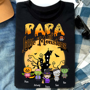 Papa Of Little Monsters  - Custom Characters And Names - Personalized T-Shirt - Gift For Family - Halloween Gift