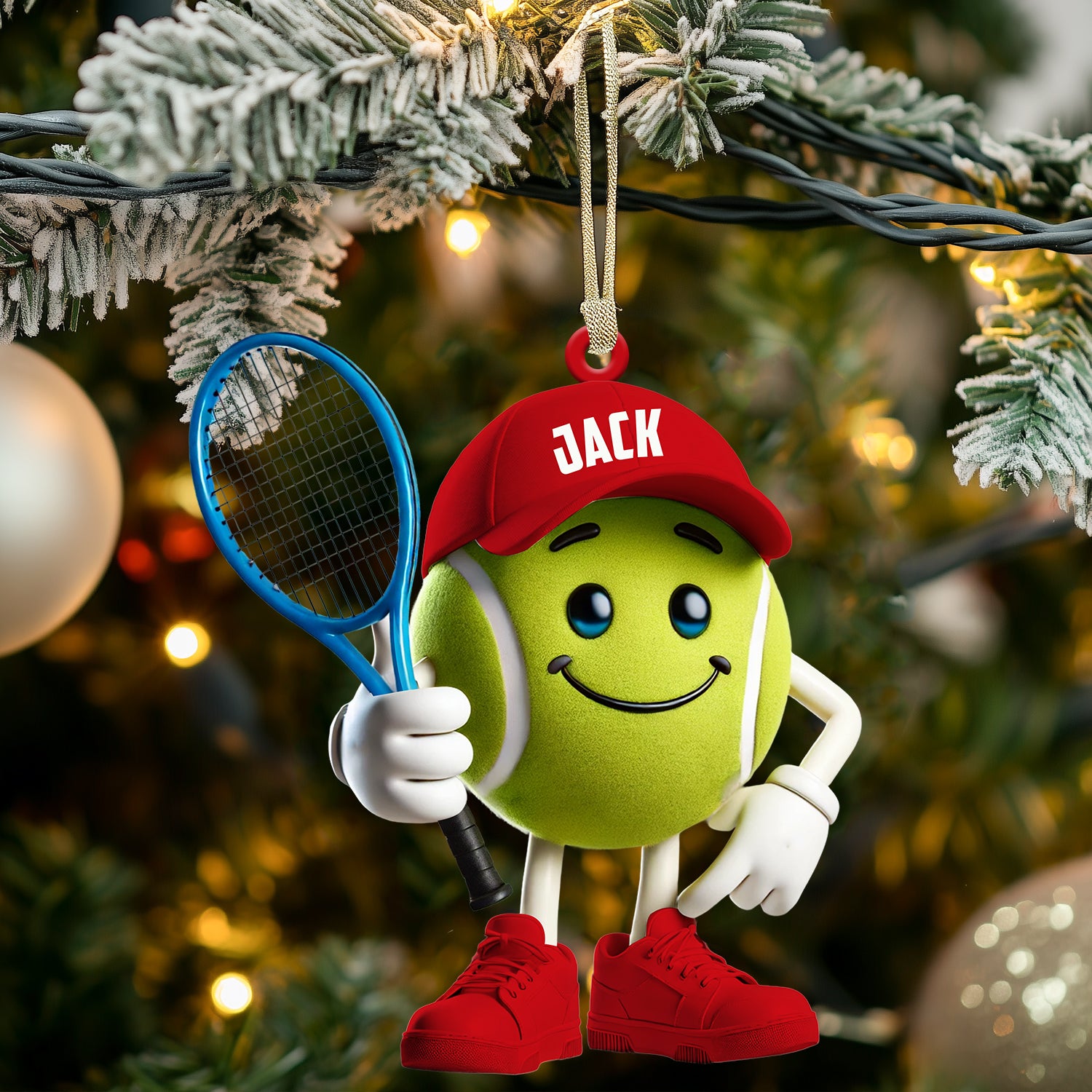 Cool Tennis Ball Christmas Ornament, Personalized Ornament