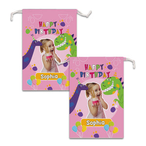 Happy Birthday Dinosaur String Bag Personalized Christmas String Bag