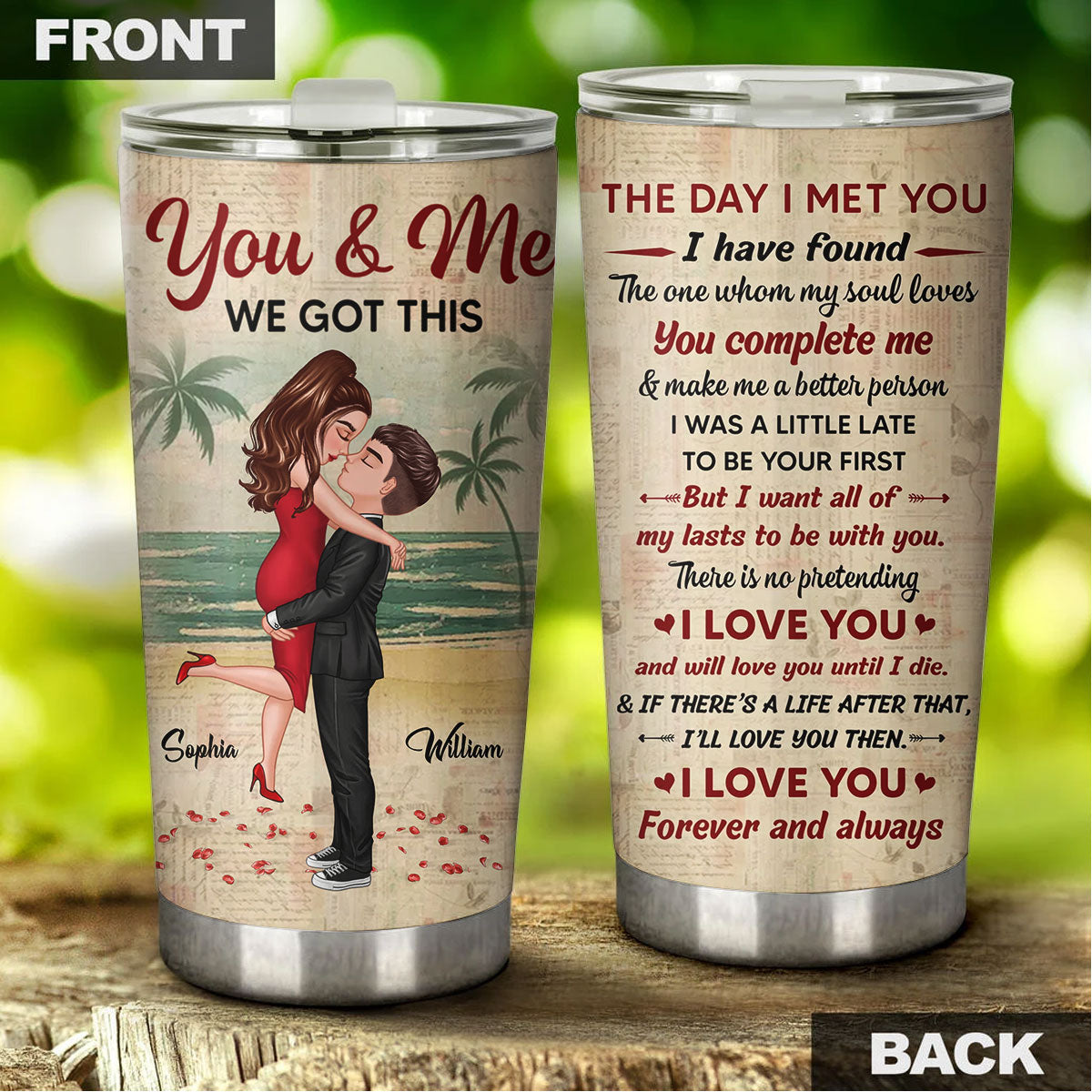 Kissing Couple You And Me We Got This, Custom Appearances And Texts, Personalized Tumbler, Gift For Couple