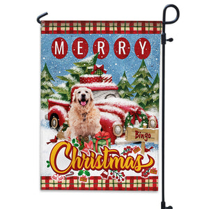 Merry Christmas Pet's House - Personalized Pet Photo And Name Flag - Christmas Gift, Gift For Pet Lovers