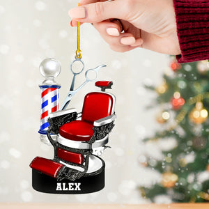 Custom Barber Chair Ornament, Personalized Ornament