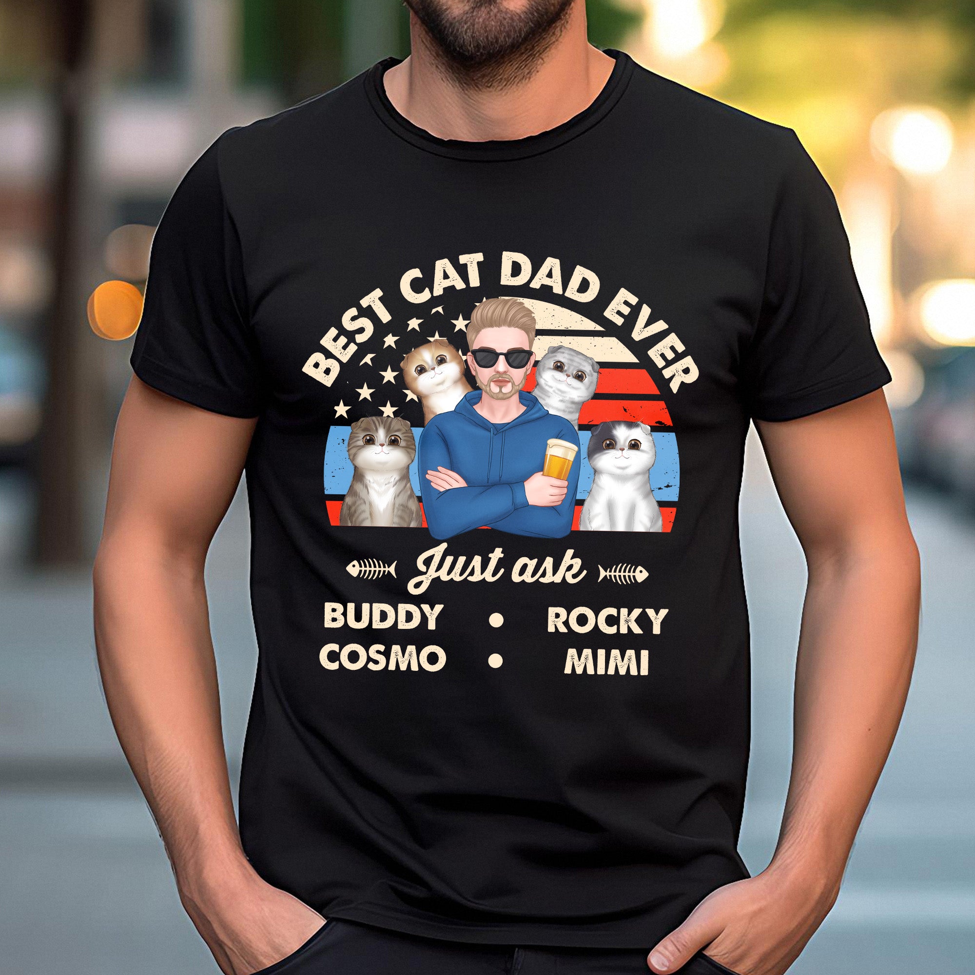 Best Cat Dad Ever Just Ask Cutie Cats- Personalized T-Shirt, Gift For Cat Lover