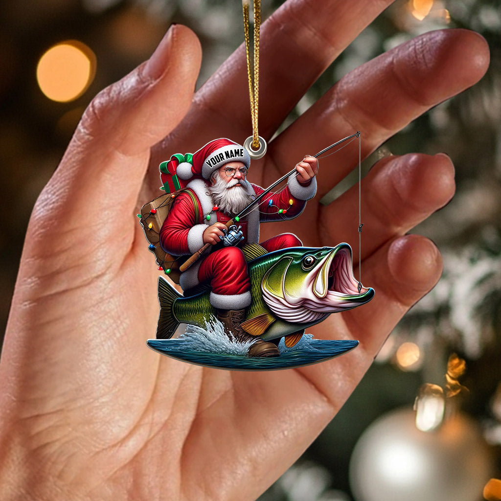 Fishing Santa Christmas Ornament, Personalized Ornament