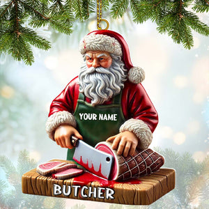 Custom Santa Butcher Ornament, Personalized Ornament